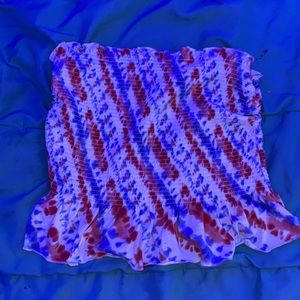 No Bounderies red white and blue tie dye crop